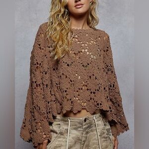 NEW 48 hr preview price : “The Tanner”Crochet Sweater